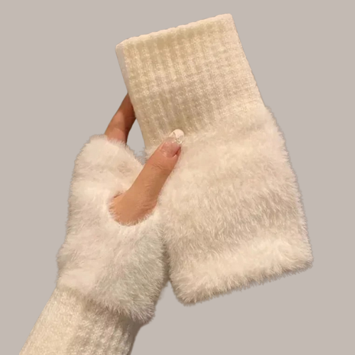 Weiße Handschuhe mit Wollfutter